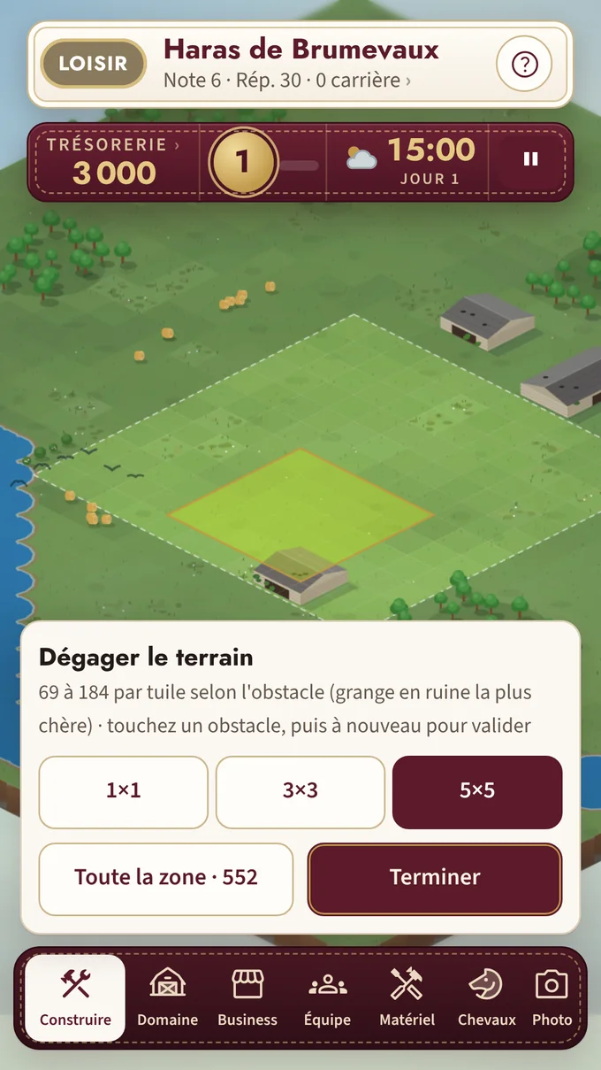 Façonnez le terrain : dégagez et agrandissez le domaine