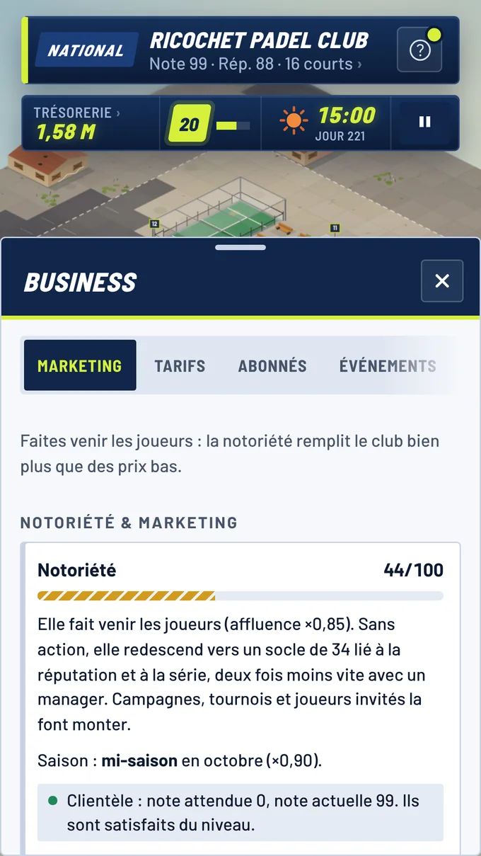 Faites tourner le business : marketing, tarifs, abonnés, événements