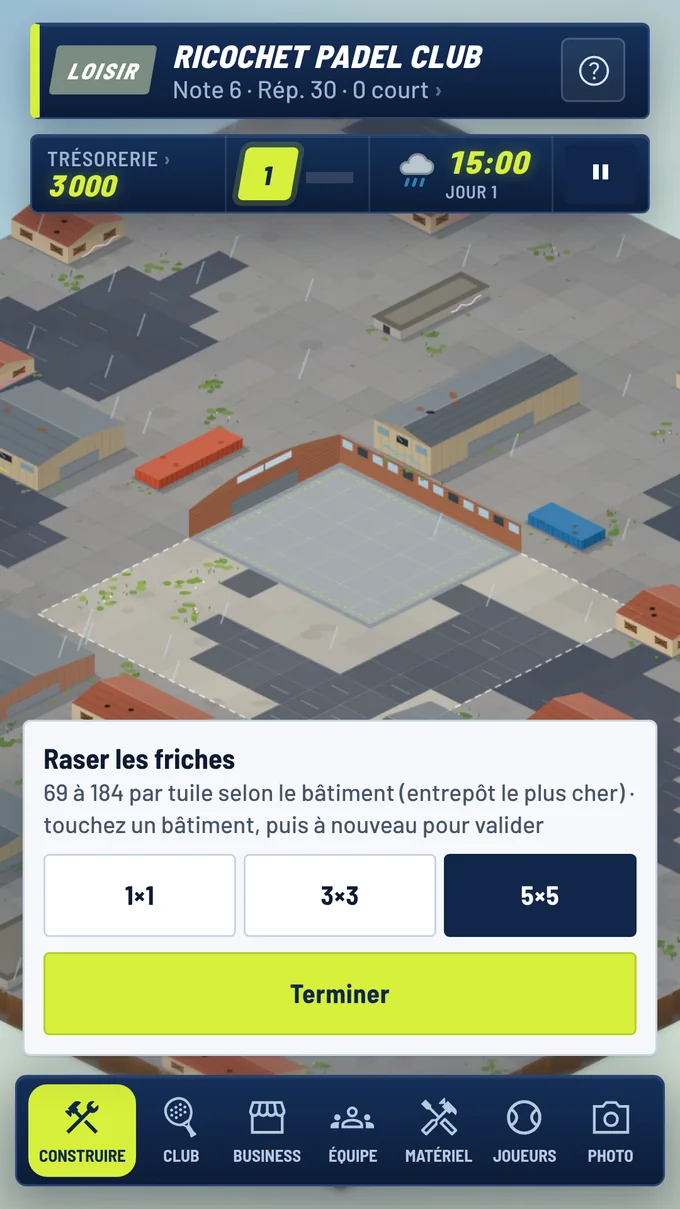 Rasez les friches : gagnez la place de nouveaux courts